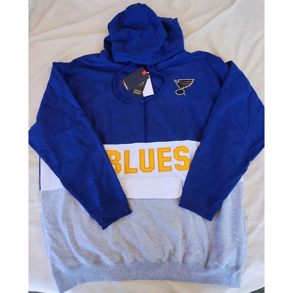 St. Louis Blues Profile Varsity Quarter Zip Pullover Hoodie Sz 4X - NHL -  NWT